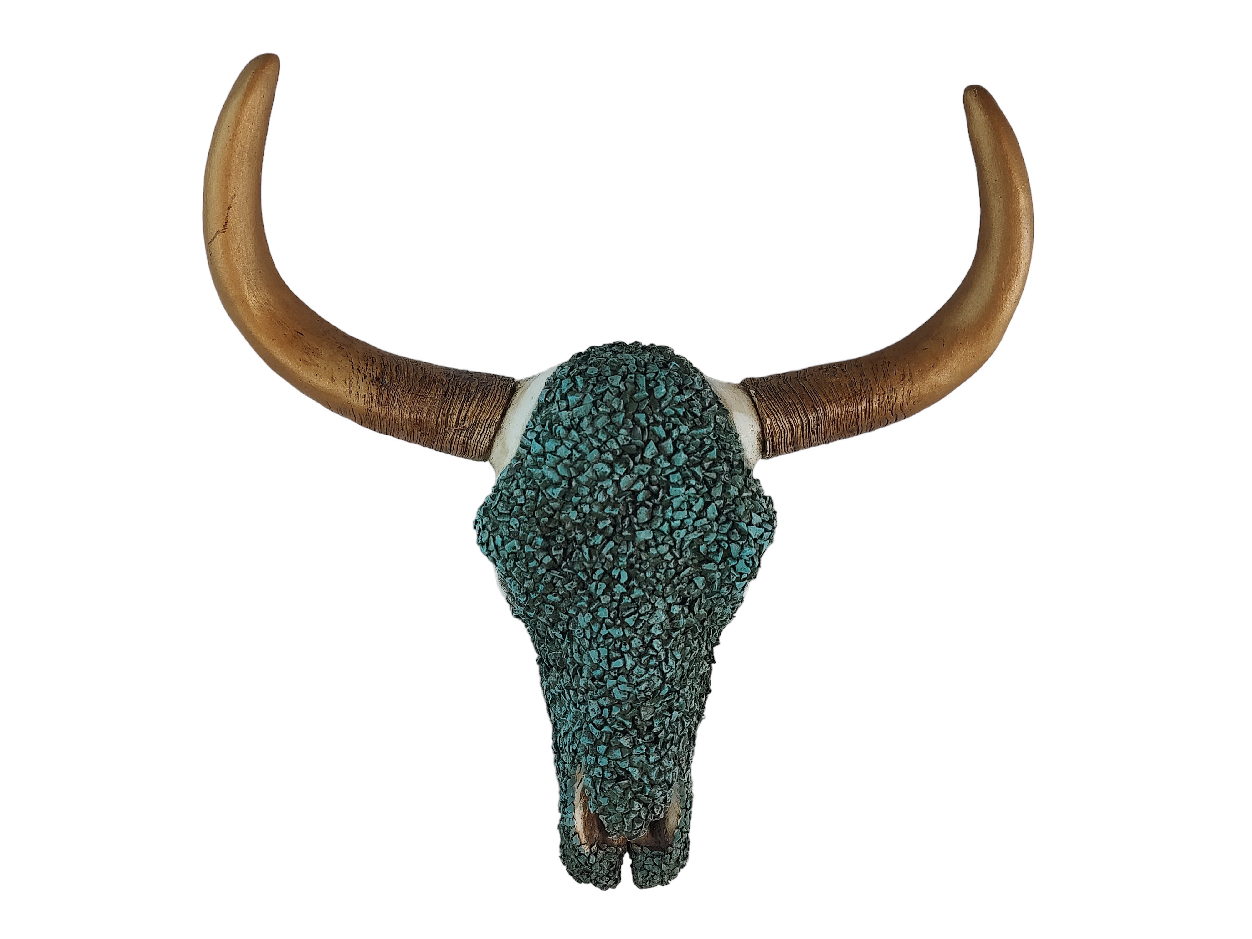 Southwestern Cow Skull Lone sold Star Decoration Western Turquoise Marble Carved 5 in